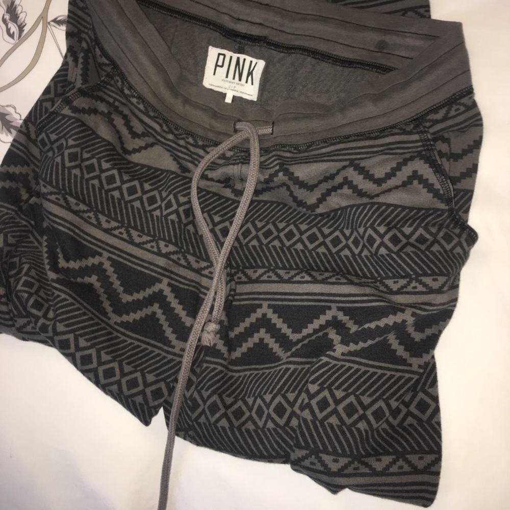 Size S; Victoria’s Secret Black/Grey Tribal Sweats